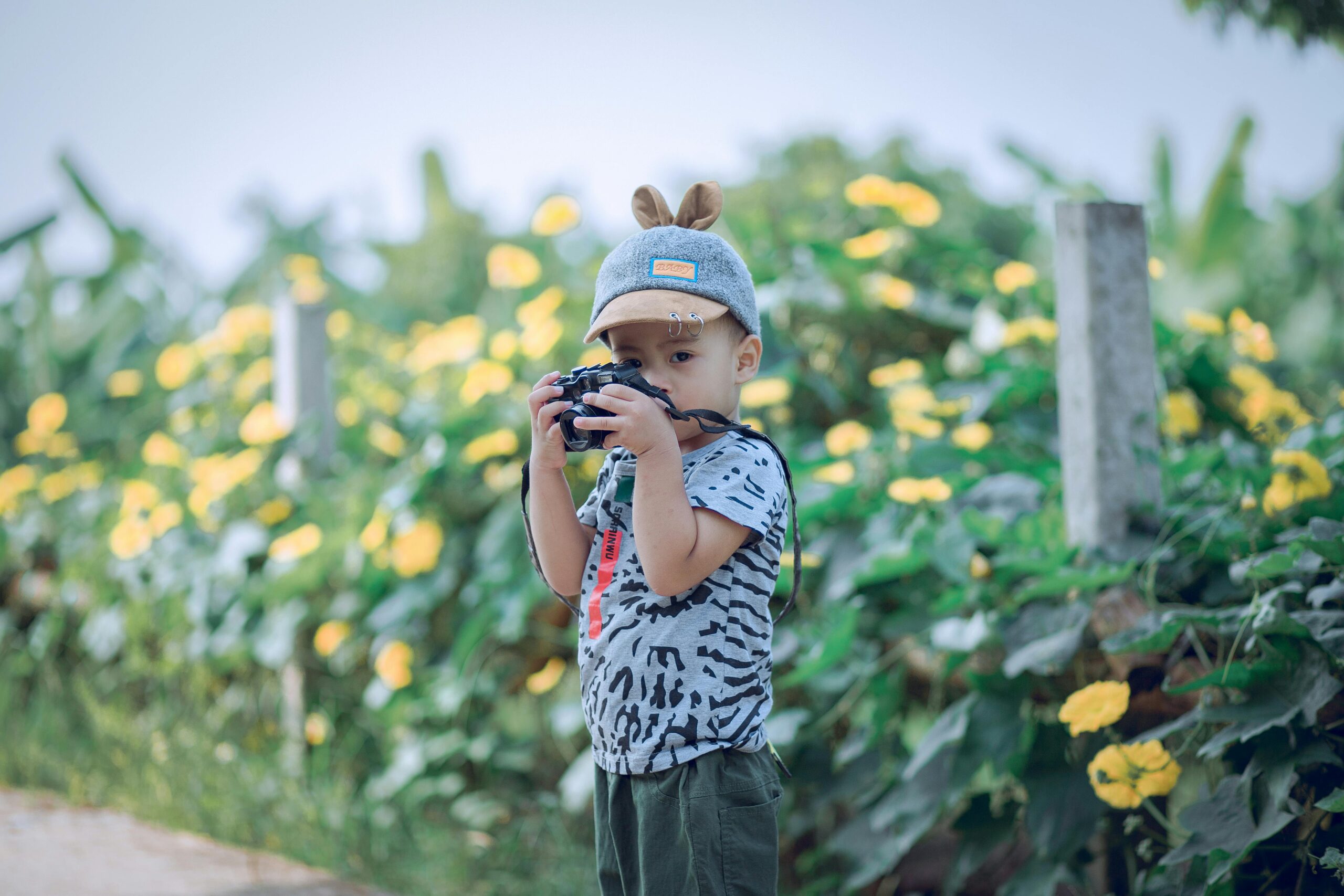 Toddler camera flowers