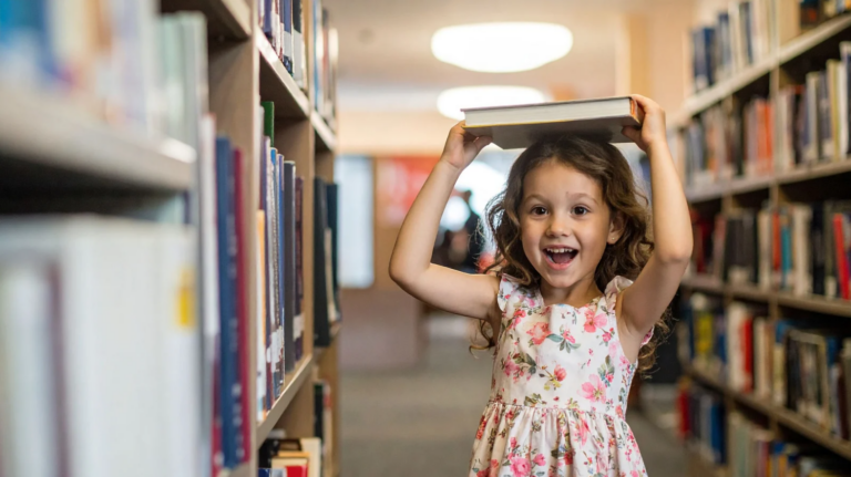 Child in library