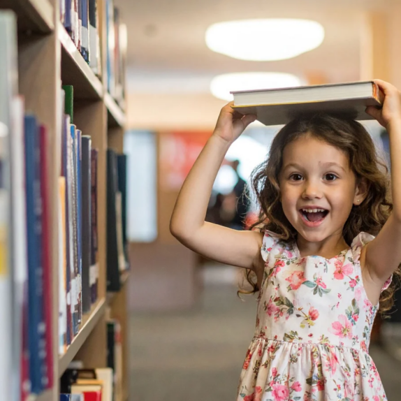 Child in library